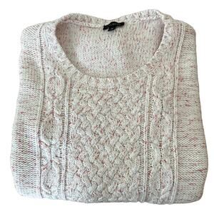 Talbots Cable Knit sweater cream with flecks in shades of pink size medium